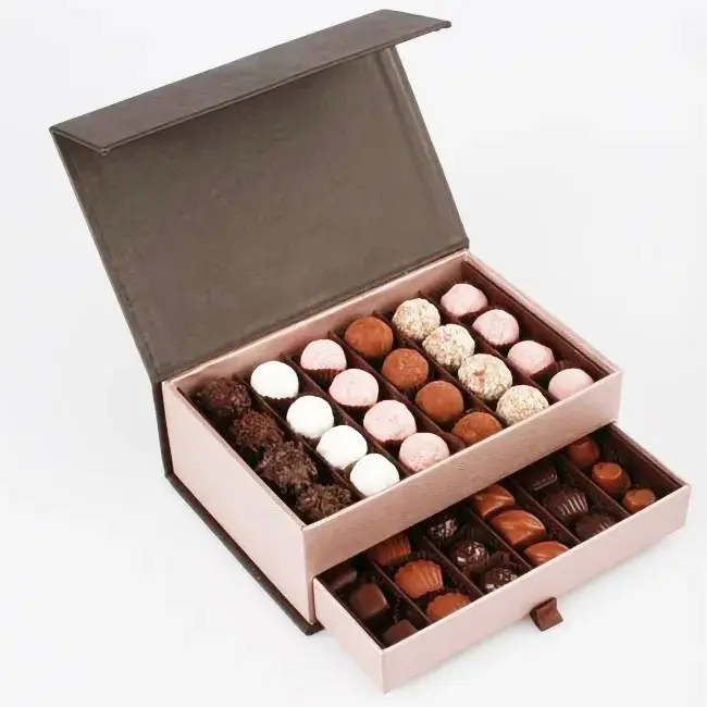 Kotak persegi mewah cokelat eksklusif kaku kotak Bar kemasan makanan kelas laci kotak cokelat