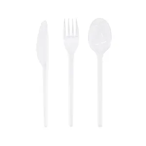 16 inch Plastic Cutlery Assorted Set Clear Durable and Sturdy forks Knives And Spoons Plastic ware Bulk for Party Utensils