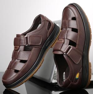 Scarpe estive da <span class=keywords><strong>uomo</strong></span> in pelle Casual con foro cavo <span class=keywords><strong>sandali</strong></span> da lavoro di grandi dimensioni 45 e 46 <span class=keywords><strong>sandali</strong></span> in pelle - Product Image 3