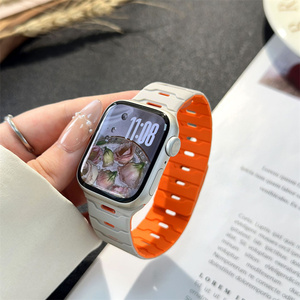 Bracelet de montre en silicone à double boucle pour Apple IWatch Ultra 49 mm 41 42 45 40 44, sangle de poignet avec boucle magnétique réglable - Product Image 5