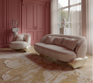 Canapé en tissu avec base en cuivre pur, style italien haut de gamme, mobilier de salon moderne et luxueux pour villa et hôtel - Product Image 2