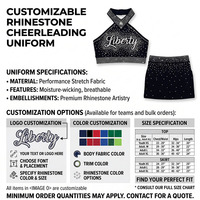 Ensemble d'uniformes de cheerleading personnalisés pour filles/femmes avec strass, col halter, 2 pièces, haut court et jupe scintillants, costume de danse pour spectacle