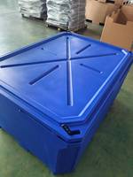 Conteneur isotherme rotomoulé grande capacité 1000L pour poisson, bac de stockage de fruits de mer avec drain, bac de palette isotherme empilable