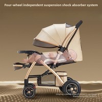 Poussette pliable en métal léger pour bébés de 0 à 6 mois ; Design simple, siège inclinable, poignée à maniement fluide, quatre roues