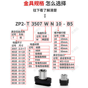 Ventouses longues ovales SMC en plastique, générateur de vide, neuf pour les industries pneumatiques - Modèle ZP2-T6010WNK10-B5 - Product Image 2