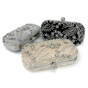 European American Peal Beaded Evening <b>Bag</b> 2 in 1 Removable Strap Crossbody Clutch Purse for Women Fashion Luxury Evening <b>Bag</b> - Product Image 2