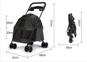 <span class=keywords><strong>Poussette</strong></span> légère et pliable pour animaux de compagnie, lavable, pour petits chiens et chats - Transporteur de voyage portable avec fenêtres en maille et plateau de rangement - Product Image 6