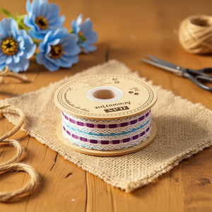 Strisce di pizzo Iln 2,0 cm x 23 m viola per artigianato e decorazioni - Product Image 2