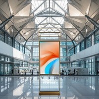 Afficheur publicitaire numérique ultra-fin pour intérieur, écran tactile sur pied, totem OEM pour aéroports, commerce de détail et métros