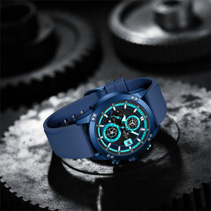 Montres à quartz originales de luxe NAVIFORCE 8033 BEBEBE, bleu, silicone, grand cadran, trois aiguilles, étanches, pour hommes, bracelet en silicone - Product Image 5
