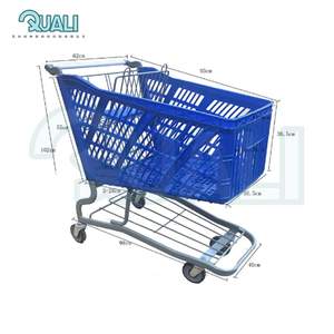 कलि 100% पुनर्चक्रण योग्य सुपरमार्केट शॉपिंग कार्ट बड़ी शॉपिंग ट्रॉली, कस्टम लोगो प्रिंट हैंडल प्लेटफॉर्म संरचना के साथ - Product Image 3
