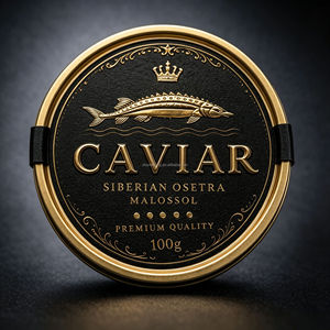 Custom Adhesive Label <b>LOGO</b> <b>Sticker</b> Gold Foil Waterproof Caviar Perse Jar Tin Lid Seal Hot Stamping Packaging Labels - Product Image 5