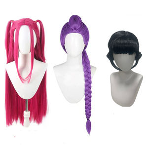 Perruque longue tressée violette Rumi Anime <span class=keywords><strong>avec</strong></span> <span class=keywords><strong>frange</strong></span> pour femme, idéale pour cosplay, Halloween, en fibre synthétique haute température résistante à la chaleur 150% - Product Image 2