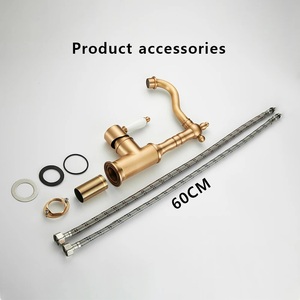 Смеситель для раковины OEM под старину, бронзовый, золотой, для ванной комнаты, настольный, черный, для кухни, для раковины, с функцией горячей и холодной воды, хромированный, латунный - Product Image 6