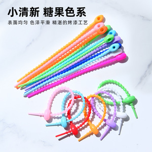 Attaches de câbles en silicone colorées 12 15 17 20,8 cm, organisateur de données réutilisable pour sacs, clés et câbles - Product Image 4