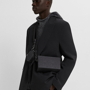 Sac à bandoulière en cuir noir pour hommes, Mini boîte <span class=keywords><strong>rigide</strong></span> multi-pochette, vente en gros, - Product Image 6