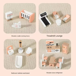 EDULAND OEM ODM Ensemble de meubles miniatures en bois de <span class=keywords><strong>simulation</strong></span>, 34 pièces, jouet maison de poupée, jeu de rôle pour enfants, jouets éducatifs Montessori - Product Image 5