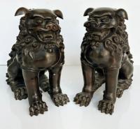 Statue de lion animal en cuivre traditionnel chinois grandes Sculptures de chien Fengshui Foo en bronze à vendre