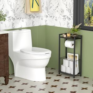 Porte-papier toilette autoportant tout-en-un avec étagère de rangement, support pour papier toilette de salle de bain avec espace pour téléphone, tablette et magazines - Product Image 3