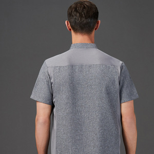 Giacca <span class=keywords><strong>da</strong></span> Chef in Cotone e Lino Grigio, Uniforme <span class=keywords><strong>da</strong></span> Cucina, Camicia per Cuochi di Hotel e Sushi, Abbigliamento <span class=keywords><strong>da</strong></span> Lavoro per Ristoranti e Panetterie - Product Image 2