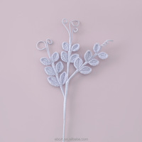 Décoration d'intérieur, arrangement floral, vente en gros, branche de feuille de pois au crochet faite à la main, plante artificielle en fil tricoté, décoration végétale