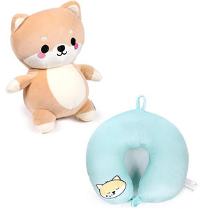 Coussin de <span class=keywords><strong>voyage</strong></span> 2-en-1 en peluche pour chien, oreiller de cou pour <span class=keywords><strong>avion</strong></span>, coussin de sommeil pour adultes, essentiels d'aéroport, oreiller de <span class=keywords><strong>voyage</strong></span> pour bagages - Product Image 1