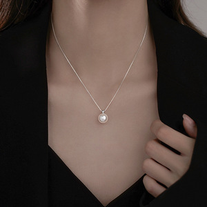 <span class=keywords><strong>Collier</strong></span> en argent sterling 925 avec <span class=keywords><strong>perle</strong></span> ronde <span class=keywords><strong>blanche</strong></span>, luxe léger, nouvelle collection été 2025, chaîne gourmette pour <span class=keywords><strong>femme</strong></span>, best-seller - Product Image 3