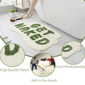 Tapis de bain shaggy en microfibre au design OEM, drôle et mignon, avec motif 'Get Naked' - Product Image 3