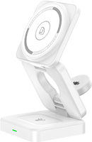 Support de charge sans fil magnétique pliable 3-en-1 15W avec 17 aimants N52 pour montre connectée, téléphone, écouteurs et voyage (Type-C)