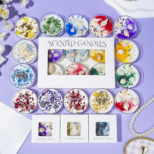 YUHUAN Scented <b>Candles</b> Round Bean Wax With Glitter Seashells Decorative Gift <b>Set</b> All Seasons Unique Style - Product Image 3