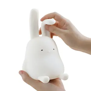 Folded-ear rabbit night light lovely silica gel hanging dual-purpose atmosphere light baby sleep clapping light charging