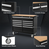 Armoire à outils roulante robuste à 9 tiroirs avec plan de travail, coffre à outils mobile en acier de 600 kg pour garage et atelier, OEM