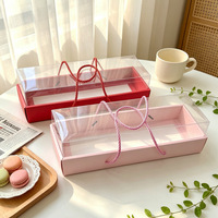 Boîte Cadeau Longue Transparente en PET pour Boulangerie avec Poignée en Corde, Idéale pour Gâteaux Roulés, Macarons, Pâtisseries et Desserts à Emporter – Vente en Gros