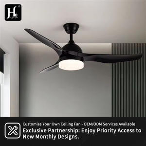 Ventilador de Techo Moderno para Exteriores de 52 Pulgadas, Color Negro, con Luz LED, 3 Aspas de ABS, Control Remoto Inteligente de CC, Cuerpo de Hierro Atenuable - Product Image 6