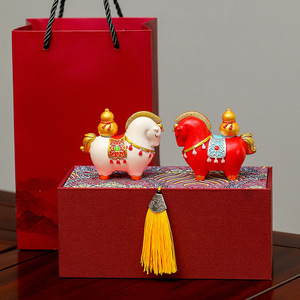 Horse Year Mascot Figurine Red Glossy Zodiac Decoration Gift For Office <b>Desk</b> Living Room Traditional Style - Product Image 3
