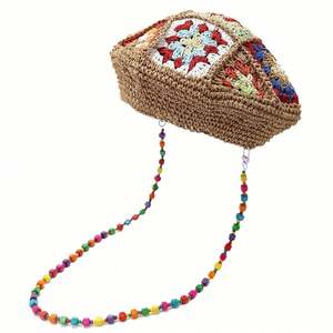 Nouveau Béret Bohème Rétro Ethnique Tressé à la Main Style Littéraire Chapeau de Peintre Décoratif avec Chaîne de Perles Tendance en Paille - Product Image 5