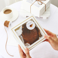 Boîte en papier décorative blanche pour cheesecake, carrée de 4 pouces, pour pâtisseries et desserts, pliable, pour bonbons et truffes, avec fenêtre