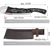 Couteau à désosser professionnel en acier inoxydable fait à la main forgé hacher la viande couperet Cutter gaine utilitaire ménage gaine en cuir