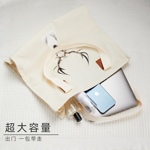 <b>Canvas</b> Tote Shoulder <b>Bag</b> Large Capacity Thickened Printing Shopping <b>Bag</b> Everyday Use - Product Image 2