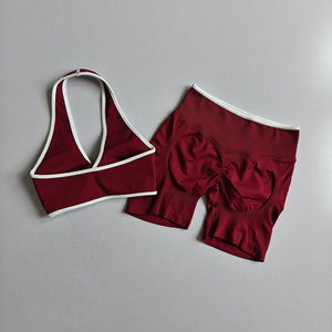 Nuovo Set Yoga Senza Cuciture Bicolore <span class=keywords><strong>con</strong></span> <span class=keywords><strong>Reggiseno</strong></span> <span class=keywords><strong>Sportivo</strong></span> Imbottito e Pantaloncini a Vita Alta per Donna, Set per Corsa e Fitness - Product Image 2