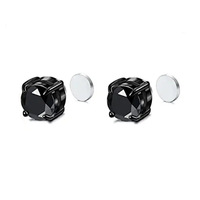1 Paire de Boucles d'Oreilles Magnétiques en Acier Inoxydable pour Hommes Femmes, Clous Ronds en Zircon, Bijoux d'Oreille sans Perçage