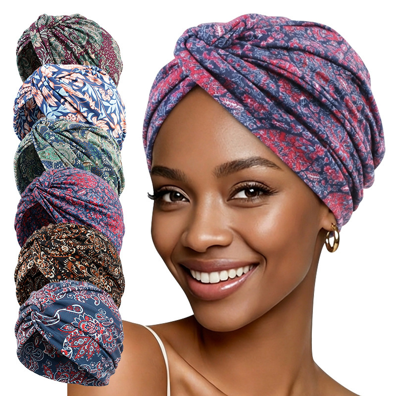 Ethnic Style Print Turban Twist Cap