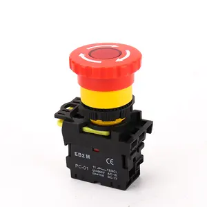 OEM Manufacture NC Red Flush twist release illuminated Emergency Stop button switch rotary push button switch