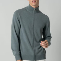 Produsen Rajutan OEM ODM Khusus, Sweater Kasmir Pria dengan Ritsleting, Pasokan Langsung Pabrik, Sweater Pria Kasmir