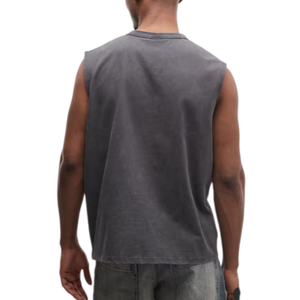 Débardeur Homme Streetwear Oversize Personnalisé avec Logo, T-shirt Musculation Sans Manches, Imprimé Graphique Effet Vintage, 100% Coton - Product Image 2