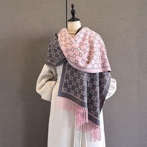 高品质新款冬季保暖厚羊绒围巾女奢华设计师印花羊毛围巾羊绒披肩双面披肩 - Product Image 3