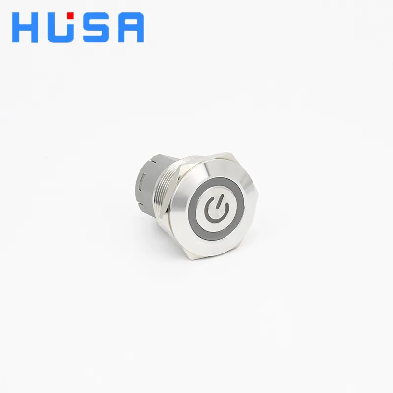 25mm Self Locking Resetting Metal Push Button Switch 15A Big Current Switch Customize Symbol Press Button Switch