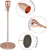 Support de Bougeoir Conique en Métal Électroplaqué Or Rose Simple pour Mariages, Décoration d'Intérieur en Gros