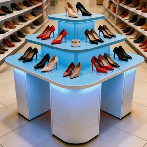 رف عرض خشبي متين لمتاجر الأحذية النسائية بثلاثة أرفف - Product Image 4