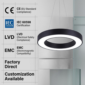 Lampadario <span class=keywords><strong>a</strong></span> <span class=keywords><strong>Sospensione</strong></span> LED Multifunzionale con Anelli Combinabili, Struttura Circolare in Ferro Colorato per Progetti di Uffici Open Space - Product Image 5